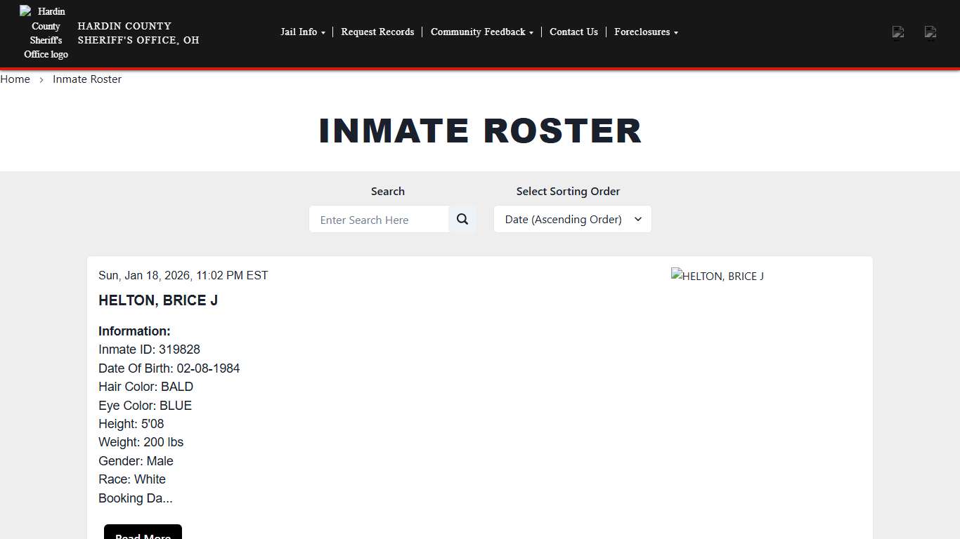 Inmate Roster | Hardin County Sheriff's Office (OH)